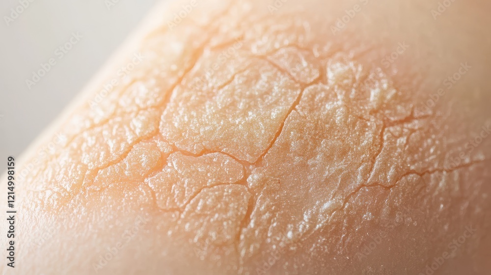 Fototapeta premium Close-up of Extremely Dry and Cracked Skin, Showing Severe Dehydration or Eczema