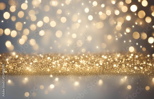 Golden glitter and bokeh background for festive design