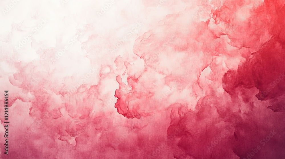 Abstract Watercolor Texture with Shades of Pink and White Swirling Like Clouds