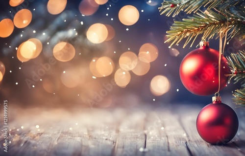 Festive Christmas Ornaments against a Bokeh Background