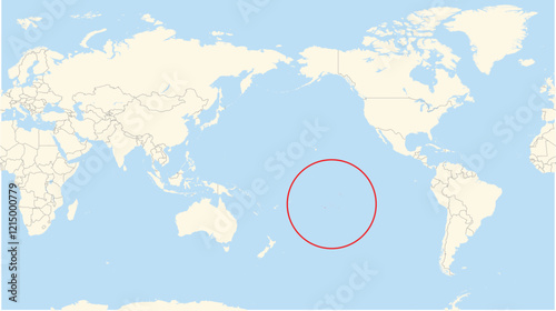 Location Map of the country French Polynesia in Seven seas. The country is highlighted with a red polygon. No labels at all.
