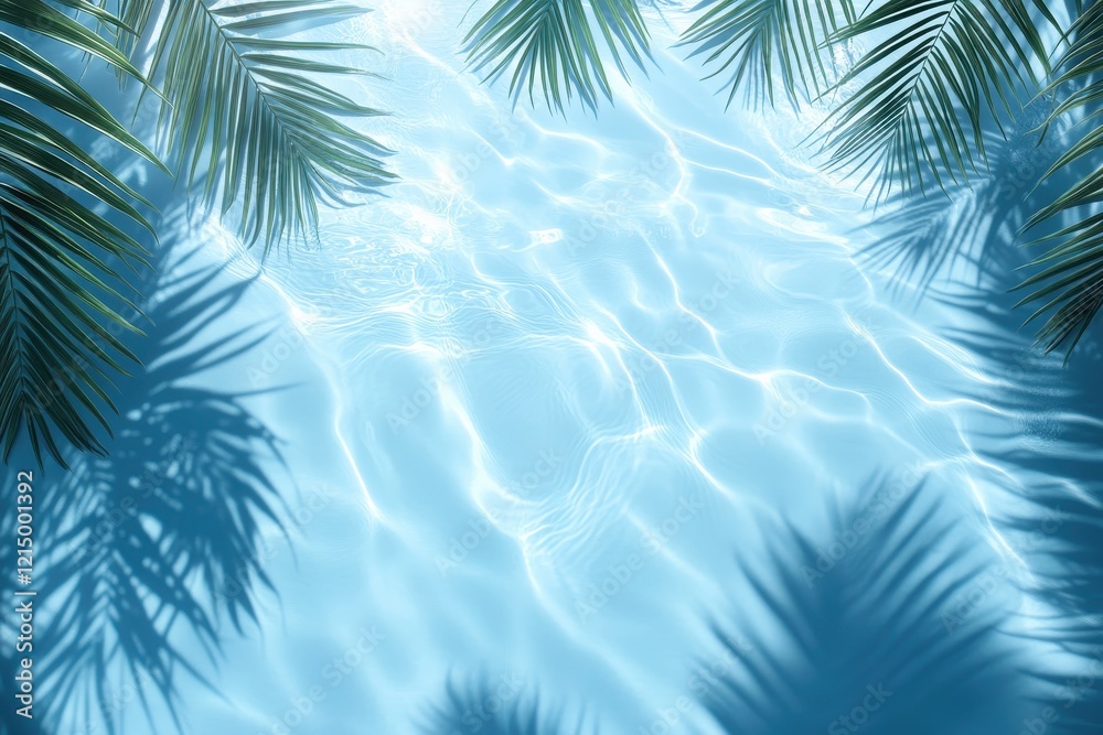 Tropical pool water, palm shadows, summer background, vacation Tropical pool water, palm shadows, summer background, vacation