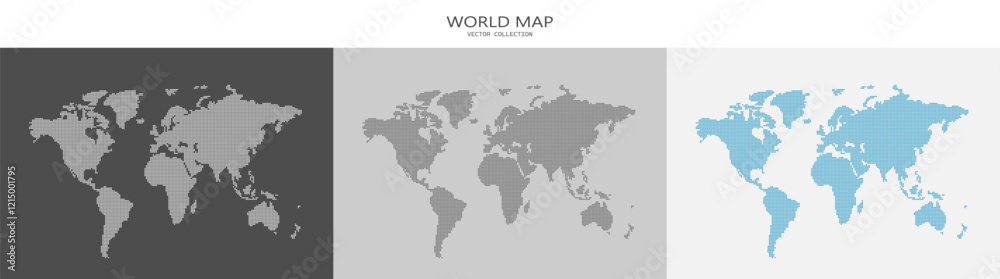 Digital dot planet Earth, highlighted on a black background. The set is a stylized globe with dots-particles. Vector illustration.