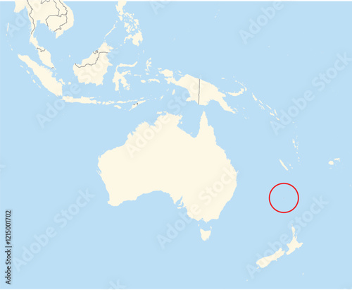 Location Map of the country Norfolk Island in Australia. The country is highlighted with a red polygon. No labels at all.
