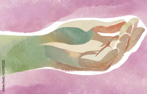 Open Hand, Watercolor Style, Evoking Generosity