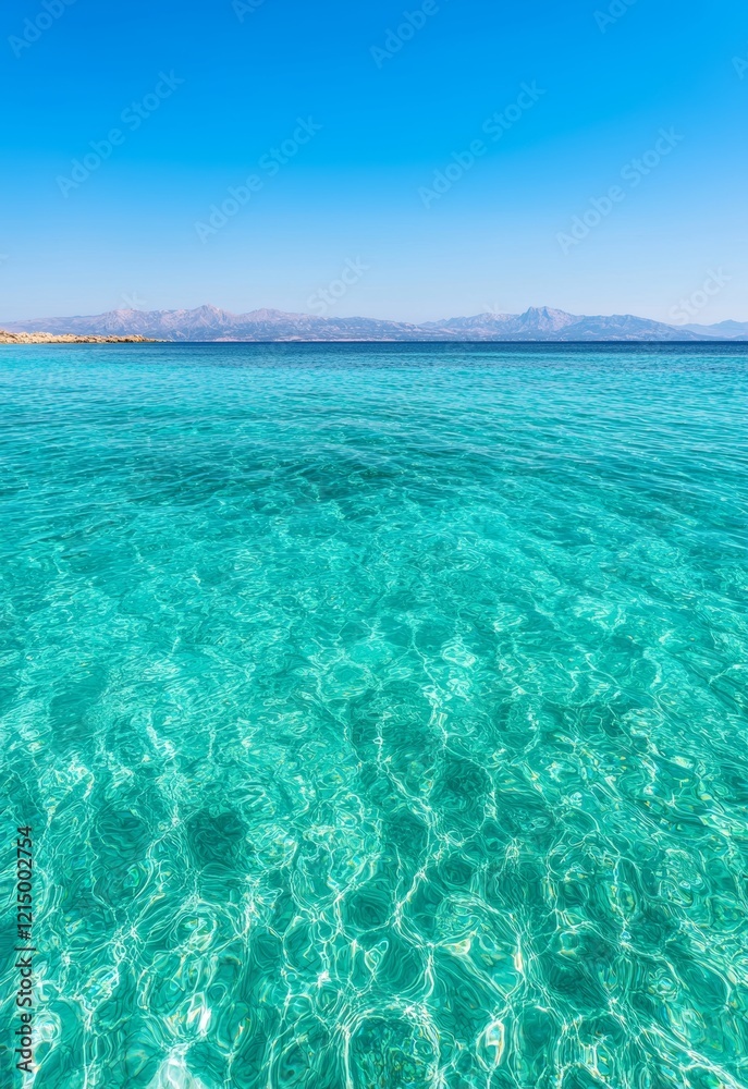 Obraz premium Serene Shallow Lagoon with Crystal Clear Waters under Bright Blue Sky