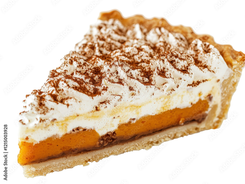 Isolated Slice of Pumpkin Pie with Whipped Cream