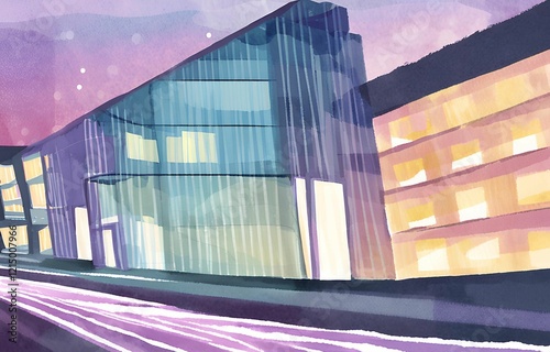 office building at night