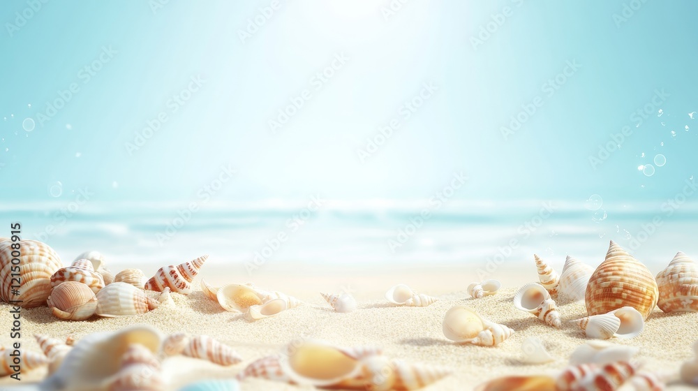 Shells on the sand beach theme background Shells on the sand beach theme background