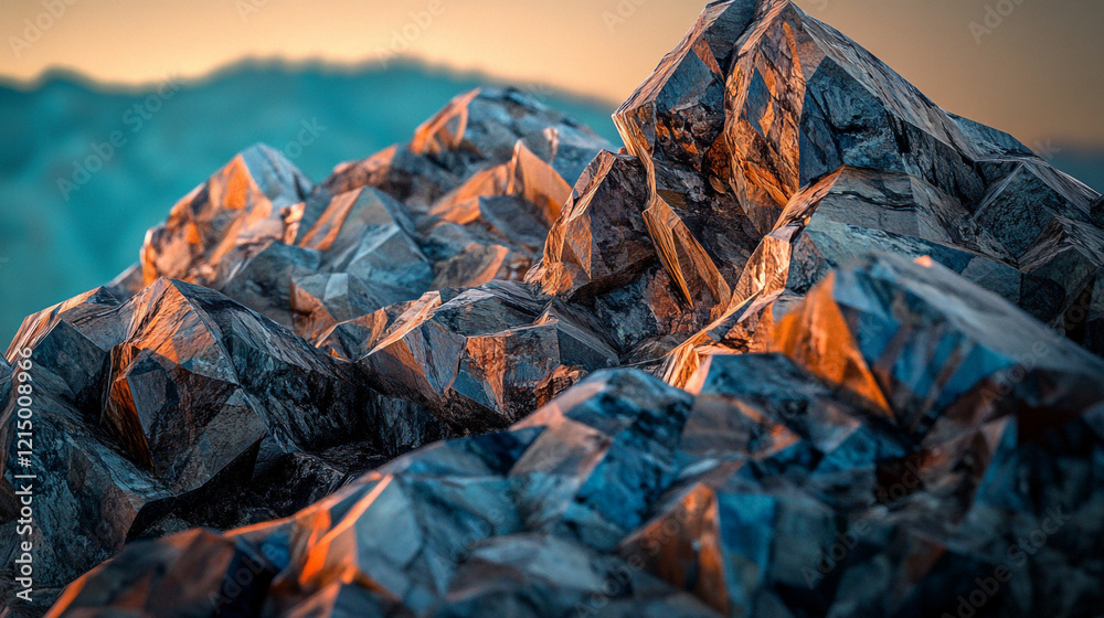 Captivating crystal formations illuminated by sunset on a mountain landscape Captivating crystal formations illuminated by sunset on a mountain landscape