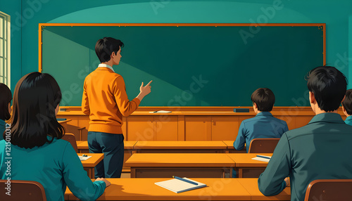 Teacher Engaging Students in a Classroom—Symbolizing Education, Learning, and Knowledge Sharing 