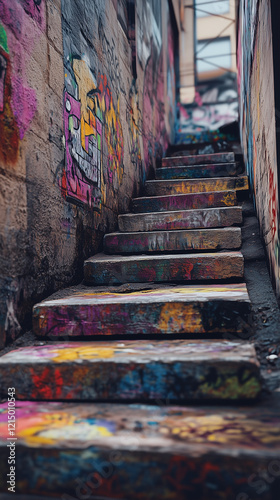 colorfully painted steps photo