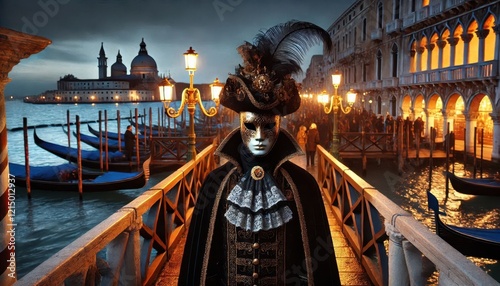 carnival in venice people in masks created with generative AI software.
