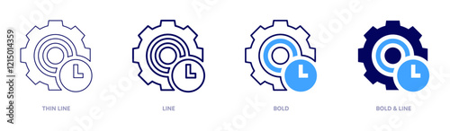 Program manager icon in 4 different styles. Thin Line, Line, Bold, and Bold Line. Duotone style. Editable stroke