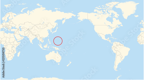 Location Map of the country Guam in Australia. The country is highlighted with a red polygon. No labels at all.
