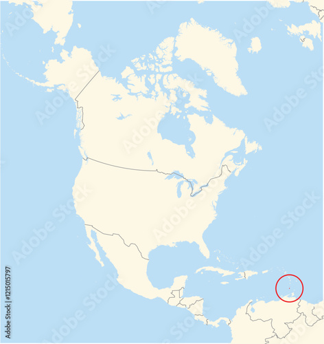 Location Map of the country Grenada in North America. The country is highlighted with a red polygon. No labels at all.