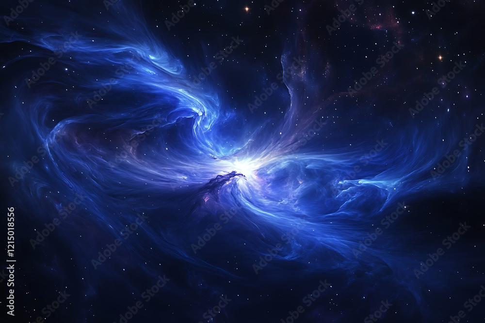 Fototapeta premium Abstract night sky with stars and nebulae, a starry background. Dark blue galaxy texture for design or illustration. Space background with copy space.