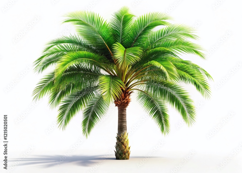 Fototapeta premium Isolated Palm Tree on White: Tropical Vacation Summer Stock Photo