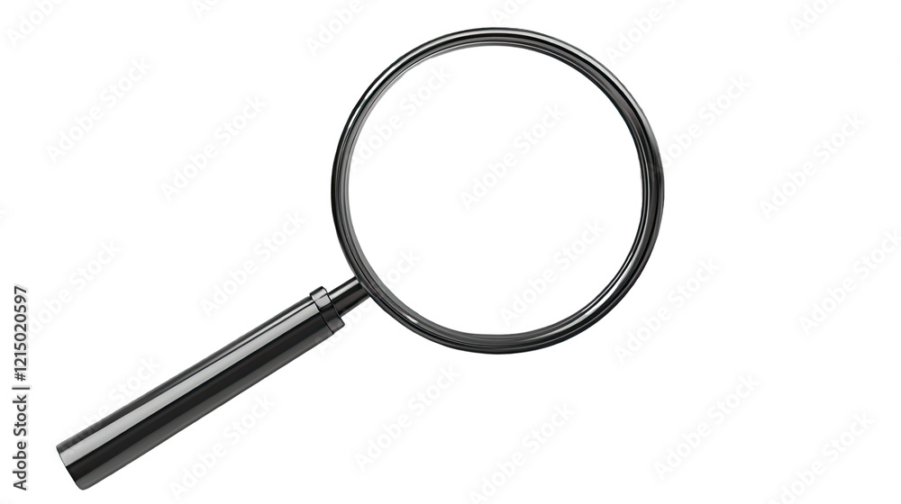 Magnifying Glass: A detailed close-up of a classic magnifying glass, showcasing its smooth, polished surface and the precise craftsmanship of its design. Magnifying Glass: A detailed close-up of a classic magnifying glass, showcasing its smooth, polished surface and the precise craftsmanship of its design.