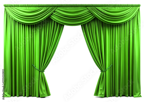 green curtain with curtains