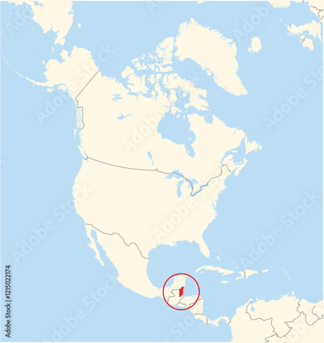 Location Map of the country Belize in North America. The country is highlighted with a red polygon. No labels at all.
