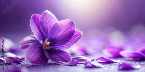 Close-up of a violet bloom releasing fragrant petals in the air, flower, colorful, intricate, nature photo