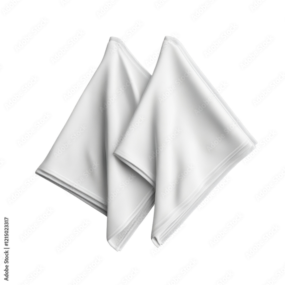 Naklejka premium Two white handkerchief mockups isolated on a transparent background png