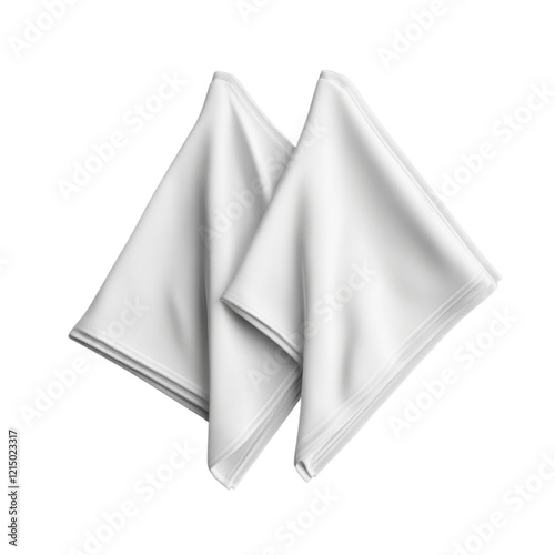 Two white handkerchief mockups isolated on a transparent background png photo