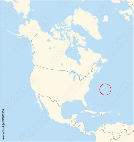Location Map of the country Bermuda in North America. The country is highlighted with a red polygon. No labels at all.
