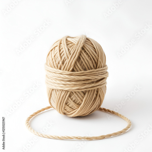 A ball of scourge rope on a white background. Thread isolate. Jute rope photo