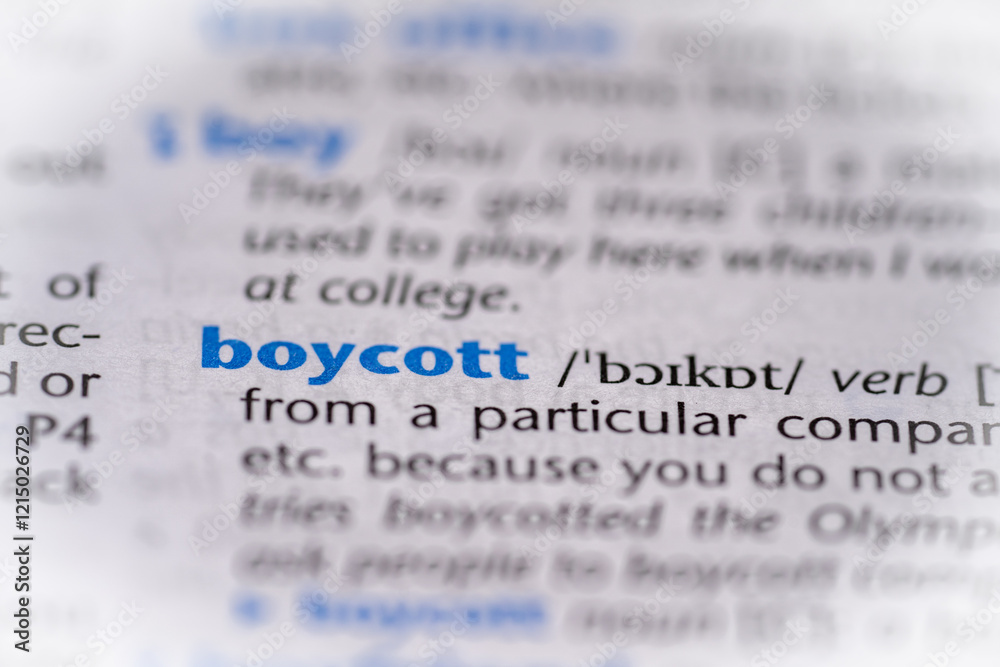 Boycott word in a dictionary. Selective focus, close up. Boycott word in a dictionary. Selective focus, close up.