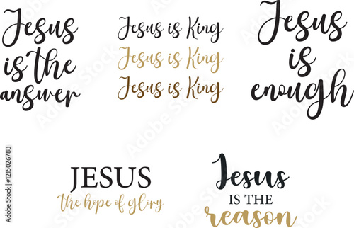 Christian quotes bundle, religious print, Christian saying set, vector illustration