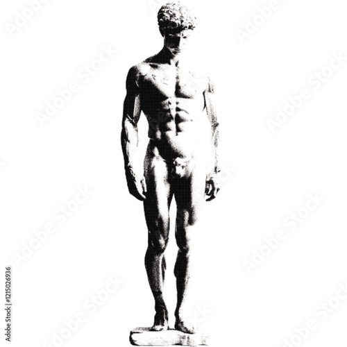 Figure of classical and ancient marble ancient statue. Defined pixel effect and halftones. 