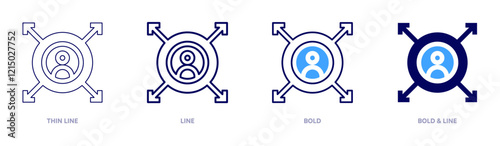 Decision making abilities icon in 4 different styles. Thin Line, Line, Bold, and Bold Line. Duotone style. Editable stroke