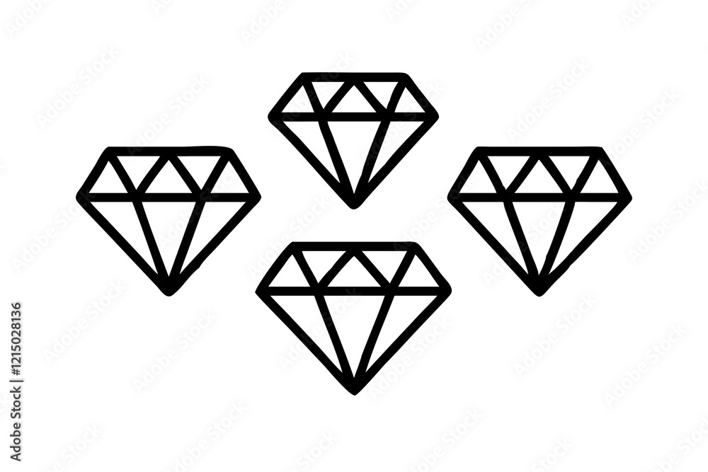 4 same diamond icons on white background 4 same diamond icons on white background