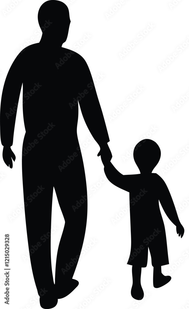Happy Father's Day with dad and children silhouettes. Happy Father's Day with dad and children silhouettes.