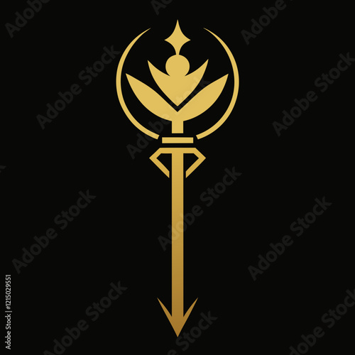 Gold Scepter Icon for Luxury Branding Design