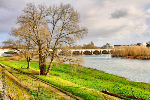 The Pont Wilson Bridge in Tours, France photo