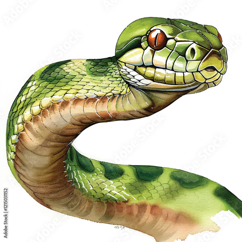 Watercolor Snake white background