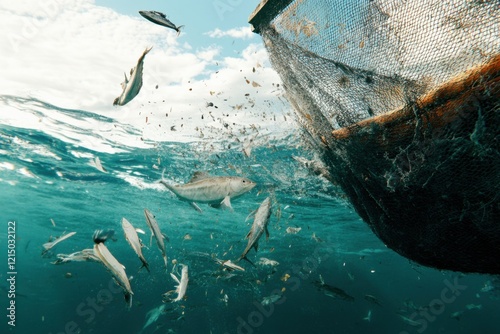 Destruction of marine habitats due to illegal fishing practices and overfishing in ocean ecosystems