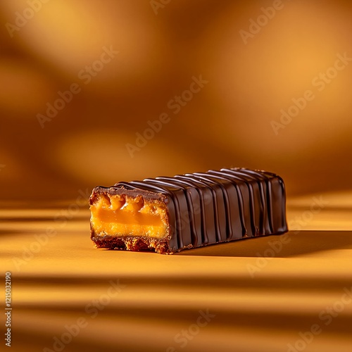 Delicious Chocolate Bar with Caramel Filling on Gourmet Background