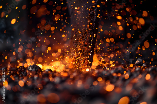 Fiery sparks in low light