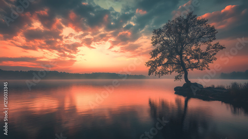 sunset on the lake