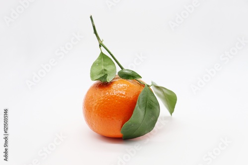 tangerine with green leaves