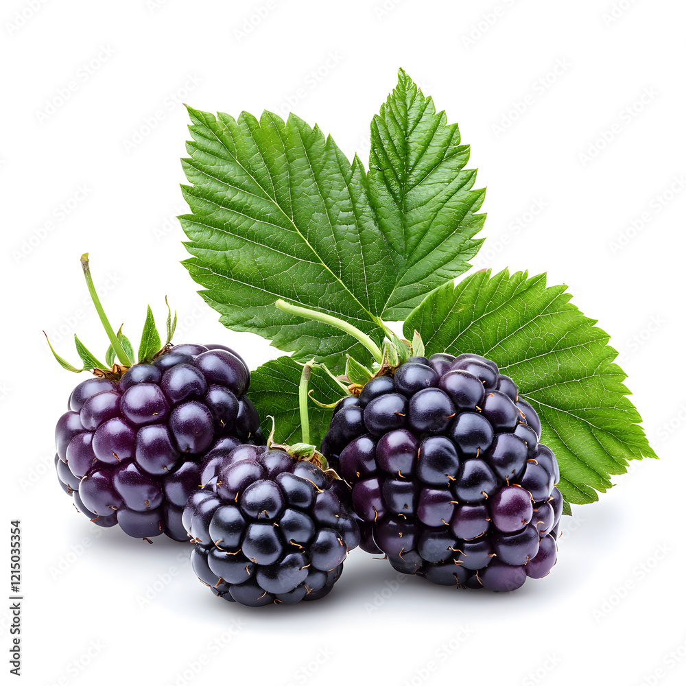 Fototapeta premium Black berry Marionberry, isolated on a white background