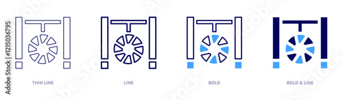 Tyre service icon in 4 different styles. Thin Line, Line, Bold, and Bold Line. Duotone style. Editable stroke