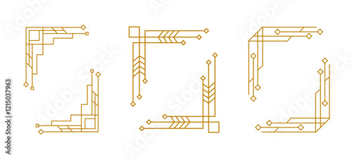 Art Deco Line Gold Frames Set