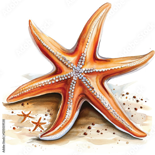 Watercolor Starfish white background