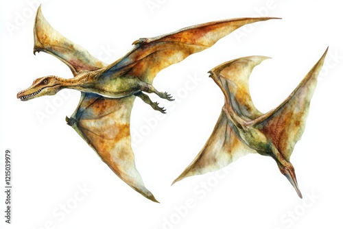 Set of pterodactyl Isolated On white Background