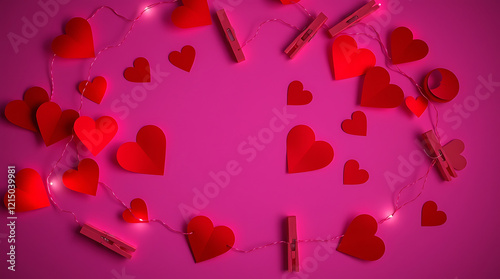 Romantic pink and red heart pattern design for Valentine's Day celebration photo